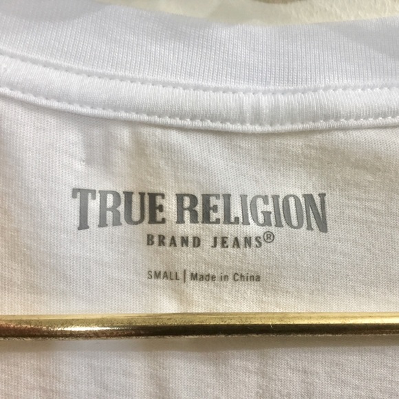 NWT True Religion white POP Buddha slim V neck tee - Picture 9 of 10